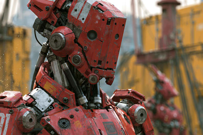 custom futuristic mecha robot character illustration art