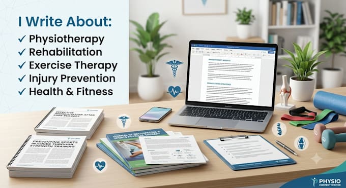 write physiotherapy, rehabilitation, and fitness articles