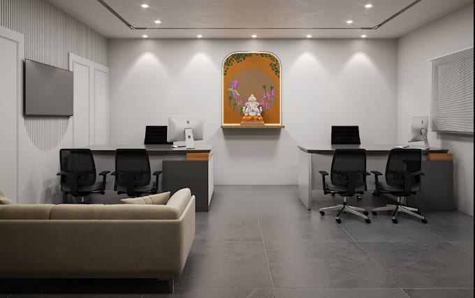 render commercial workspace,office interior layout cgi rendeering,3d home office