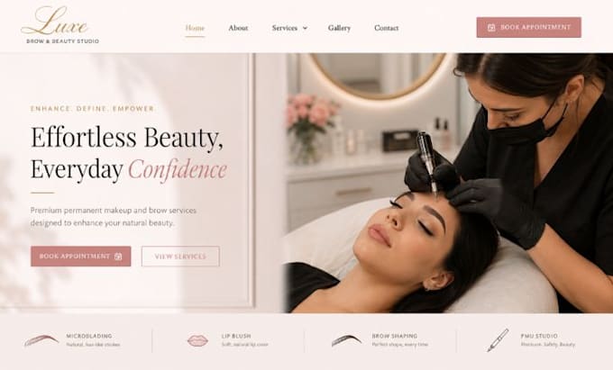 design wix pmu studio website makeup salon microblanding website