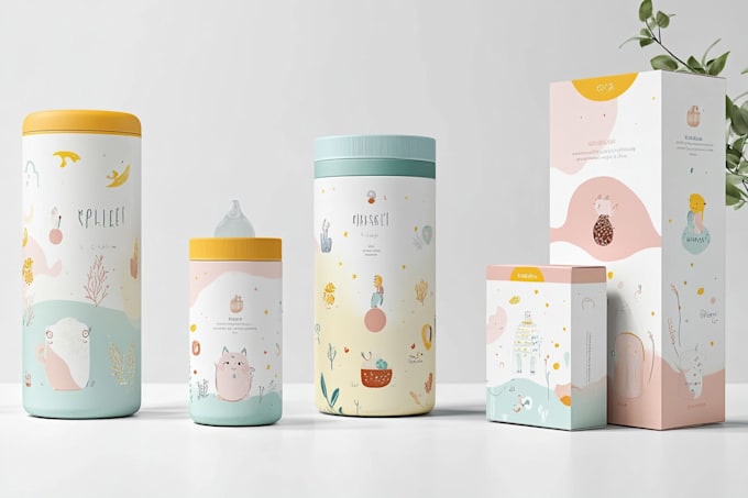 illustrated, fun product packaging or label