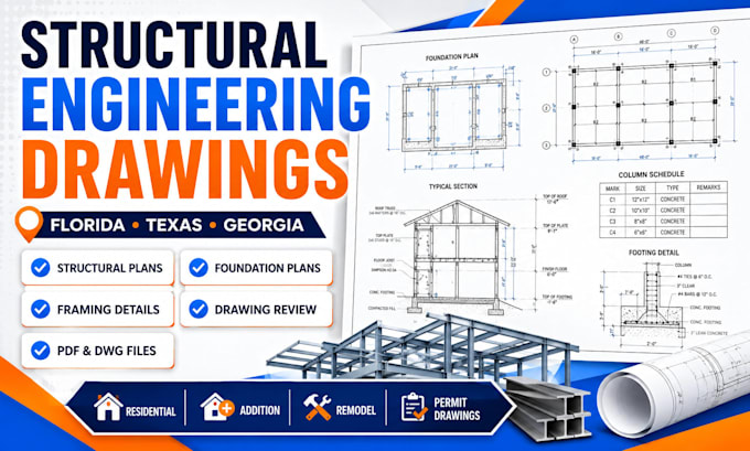 create structural engineering drawings for florida texas and georgia