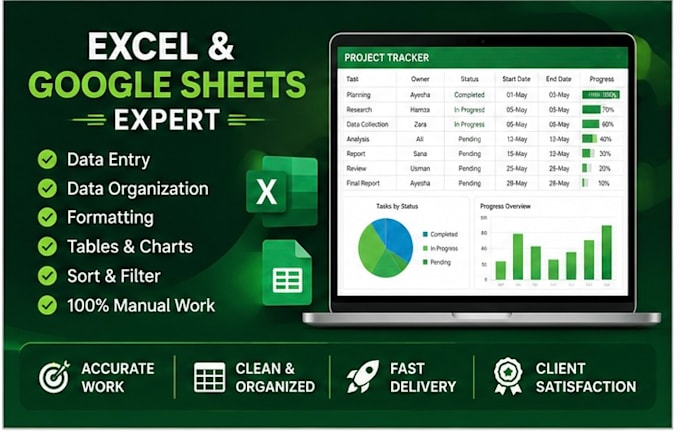 create,organize,and format microsoft excel and google sheets
