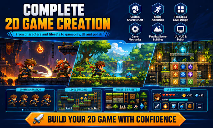develop professional 2d unity games for android, ios, PC, and webgl