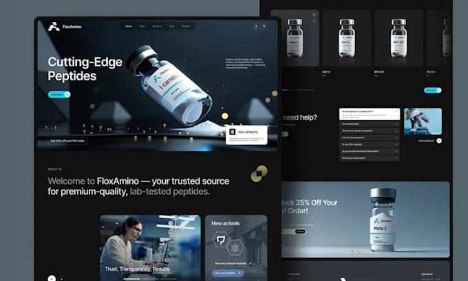 redesign peptide website, fix woocommerce issues and optimize store performance