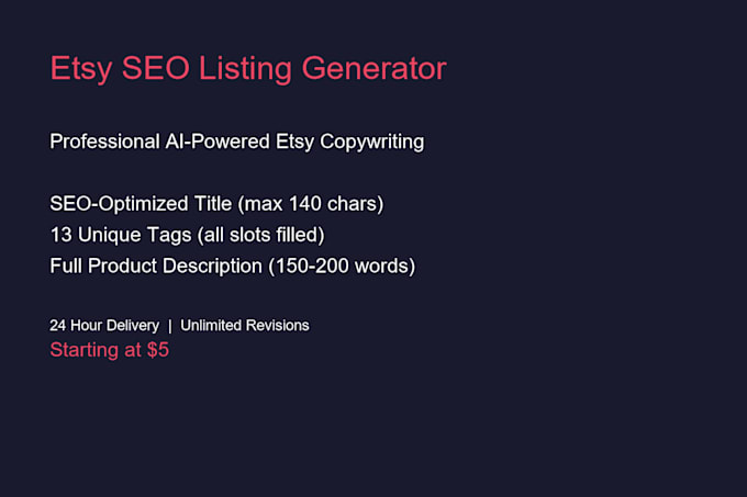 etsy SEO listing title tags description