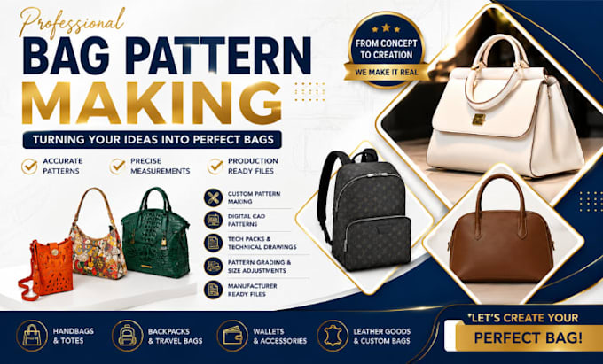 create digital handbag backpack totes bag sewing patterns tech pack drawings