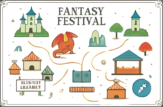design vector maps, event maps, fantasy festival maps