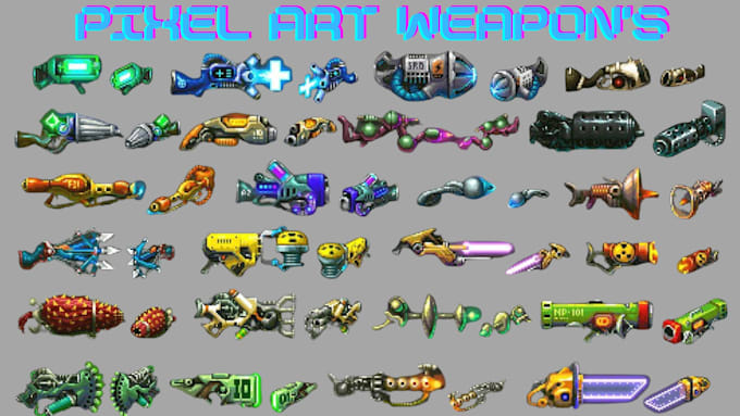 create 8bit 16bit pixel art game asset icon items weapon object rpg props sprite