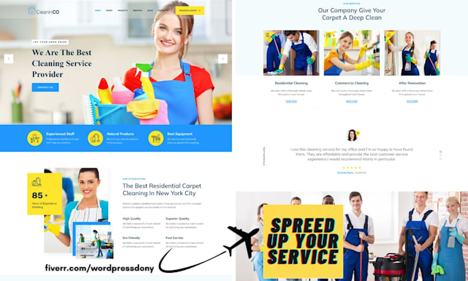 create a plumbing, handyman, roofing, cleaning wordpress website