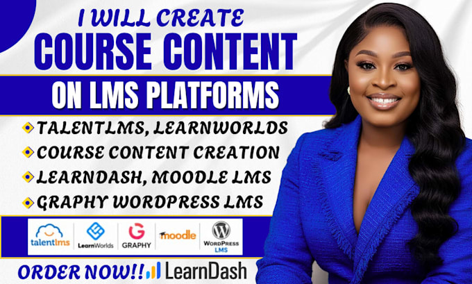 create course content on talentlms, learnworld, graphy, moodle and wordpress lms