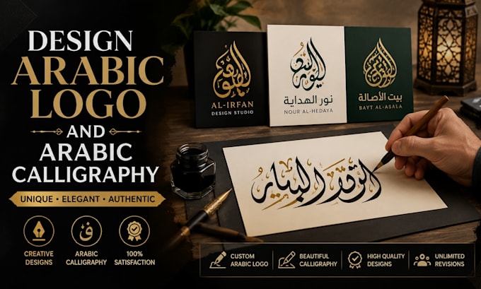 design stylish arabic lettering, logo, and calligraphy