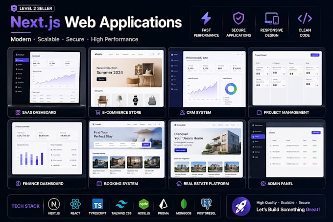 build a mordern next js web application with dashboard and api