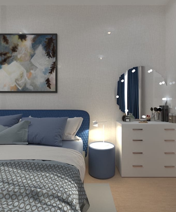 create photorealistic 3d bedroom interior design