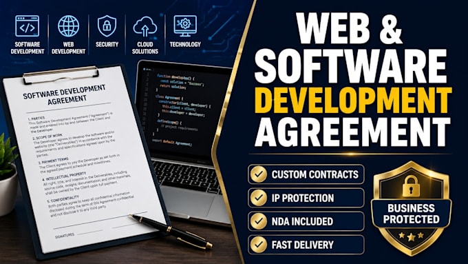 draft a web developer and software development agreement