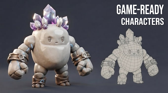 design stylized 3d game character model and texture