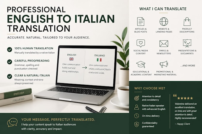 manually translate english to italian with proofreading