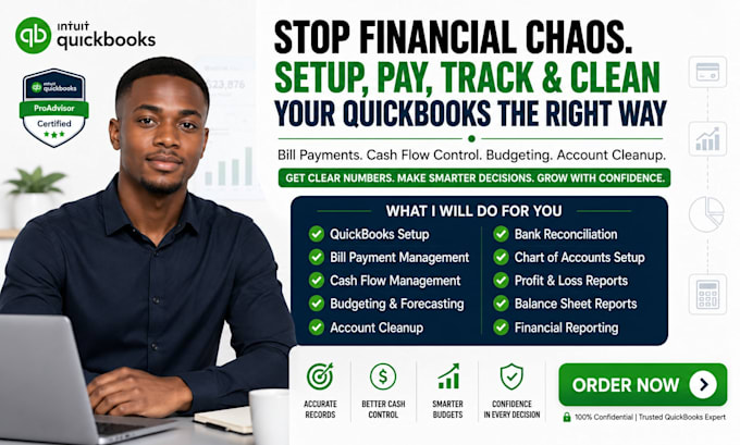 setup quickbooks bill payment cashflow management budgeting account cleanup