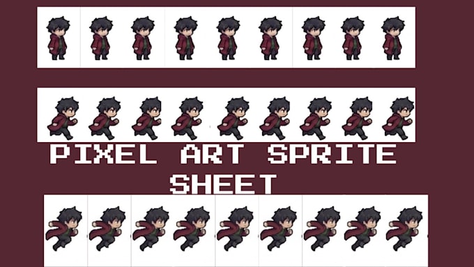 design 2d pixel art character 8bit sprite sheet and game assets