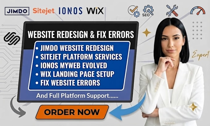 redesign jimdo sitejet ionos wix website landing page fix errors