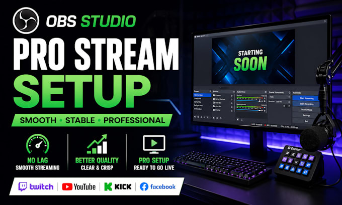 professionally set up obs studio for whatnot live streaming