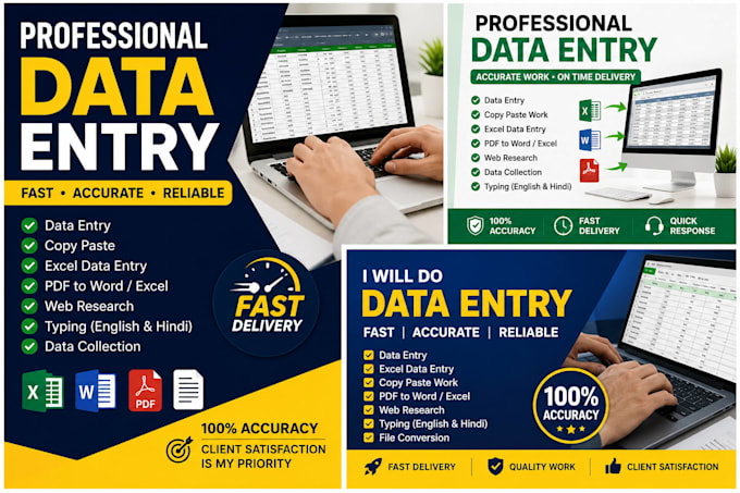 do accurate data entry, excel, copy paste and PDF conversion