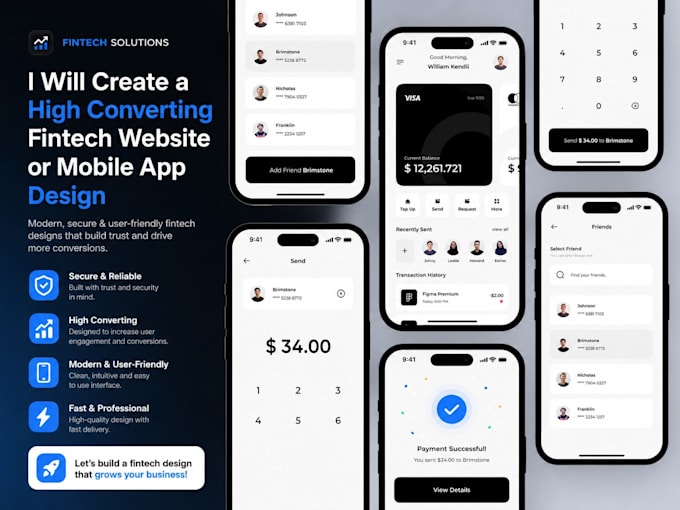 create a high converting fintech website or mobile app UI UX design