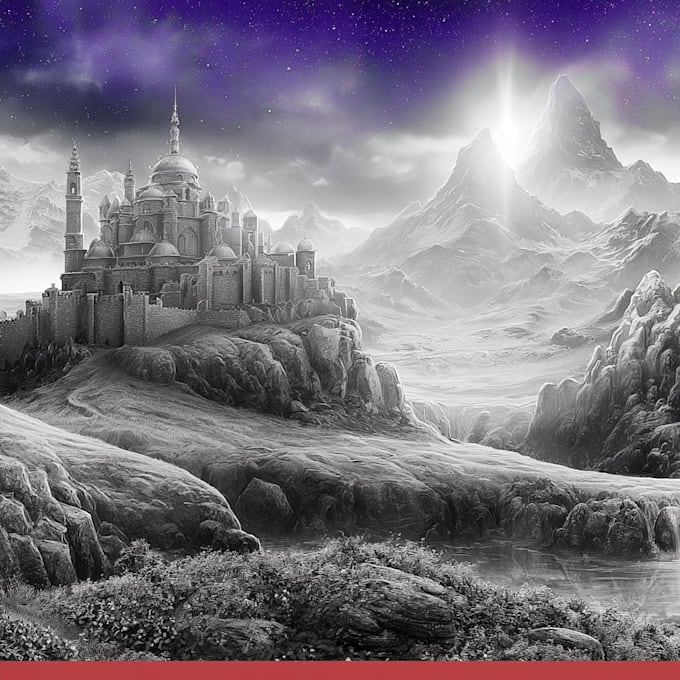 draw fantasy background and landscape