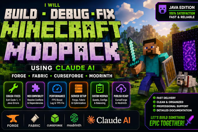 build debug fix minecraft modpack using claude ai forge fabric curseforge