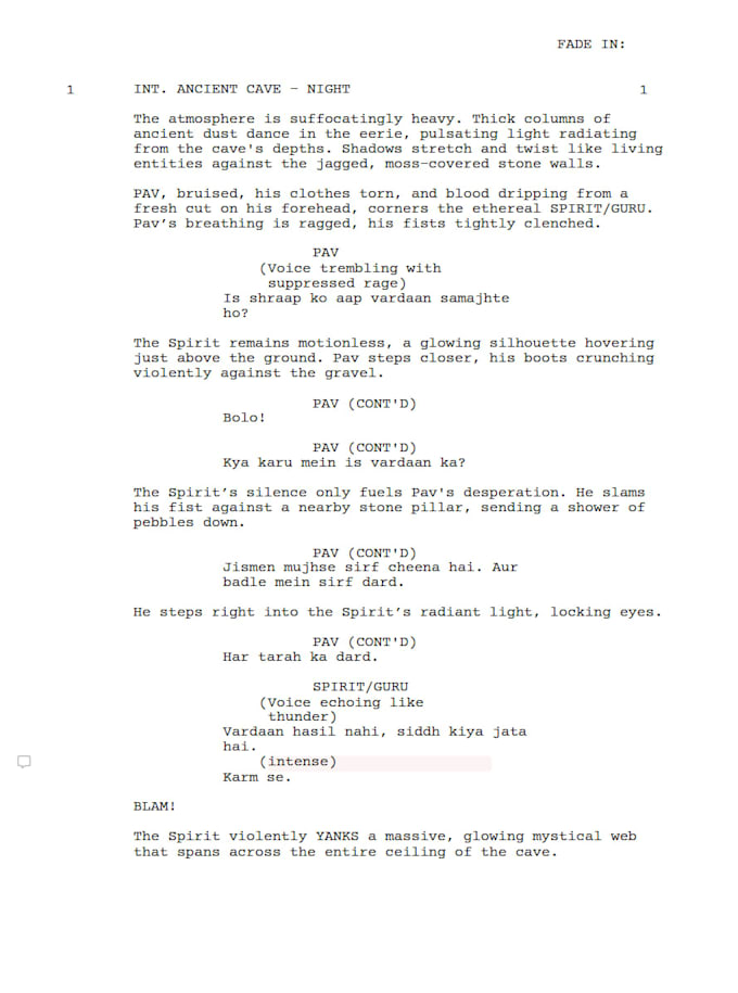 format your screenplay in final draft, industry standard