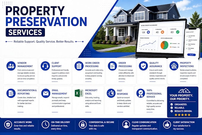 provide property maintenance, vendor management and order processing support