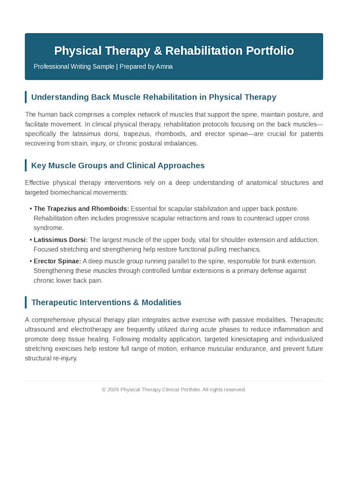 write SEO physical therapy and rehabilitation articles