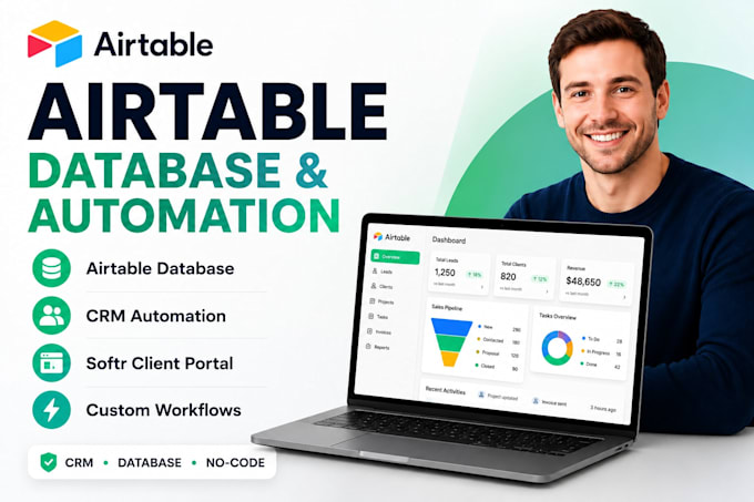 build airtable database, airtable automation, airtable crm, softr airtable
