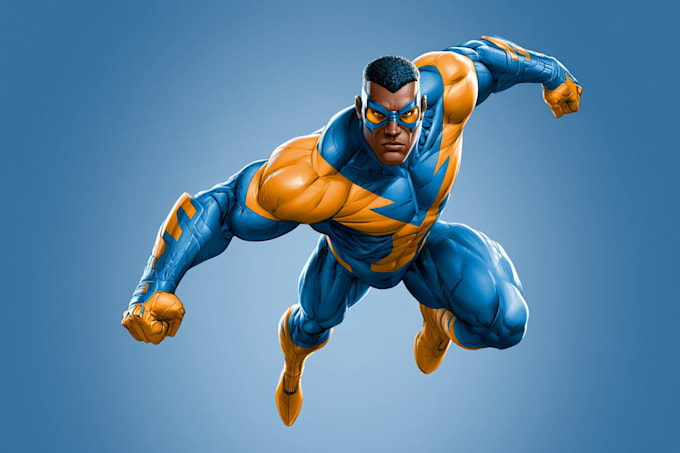 create retro superhero characters and comic art