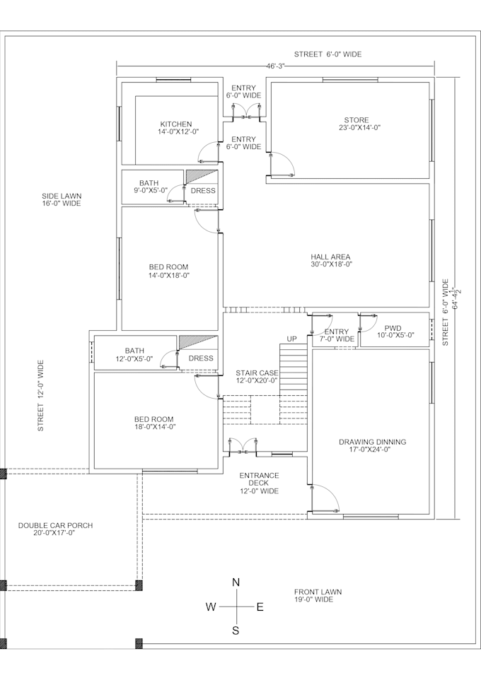 draw 2d house floor plan and autocad architectural drawing