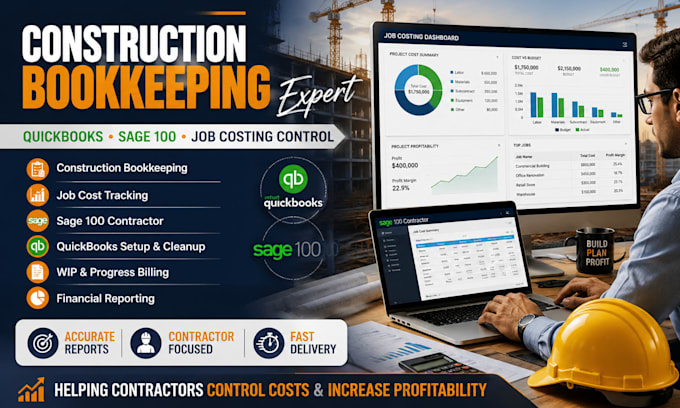 do construction bookkeeping, quickbooks and sage 100 for job costing control