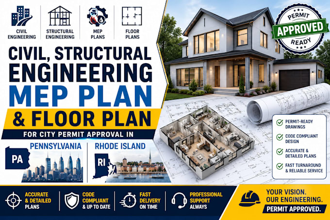 civil, structural engineering mep plan floor plan in pennsylvania, rhode island