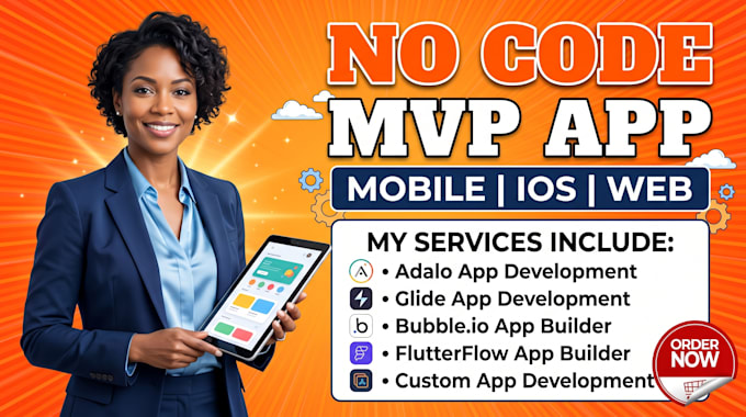 build no code app glide bubble io adalo flutterflow flutter mobile app developer