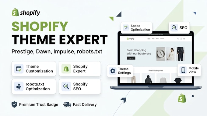 do shopify prestige, dawn, impulse theme, fix robots txt