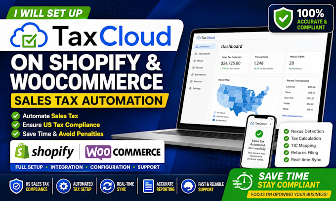 set up taxcloud for shopify woocommerce sales tax automation