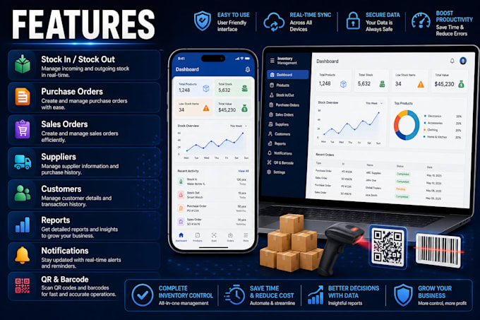 build inventory, warehouse, and stock management mobile apps