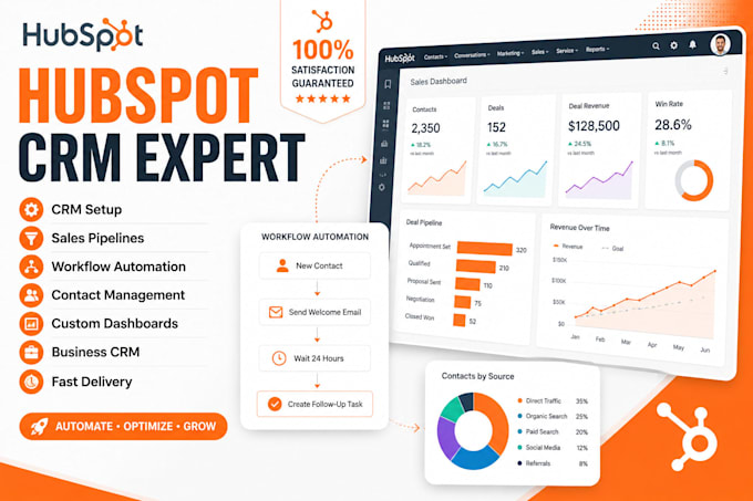 setup hubspot CRM sales pipeline workflows and automation