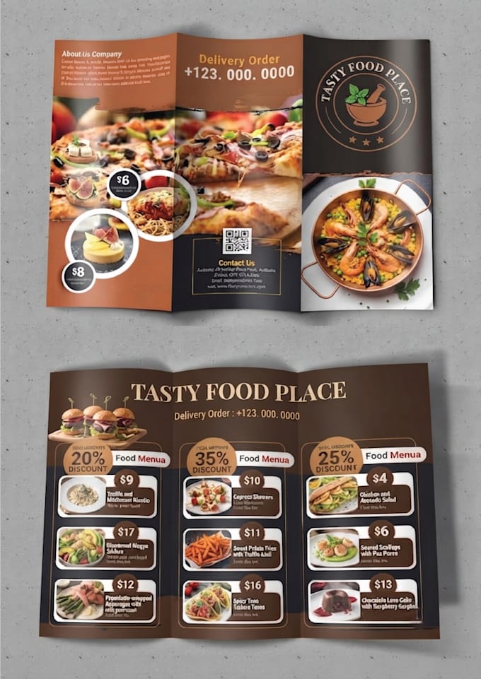 design a luxury restaurant menu, digital menu board, and food flyer