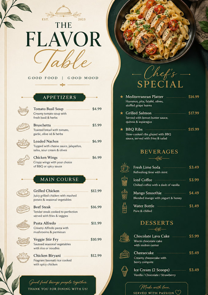 design amazing menu card