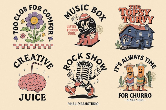 create vintage cute cartoon character design