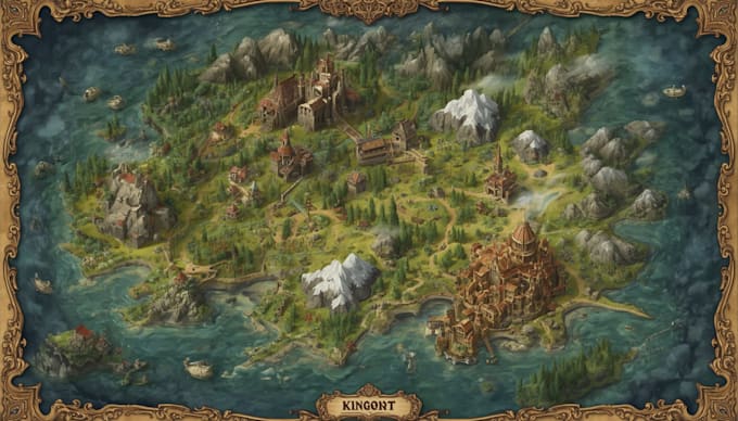 illustrate a gorgeous game fantasy dnd map