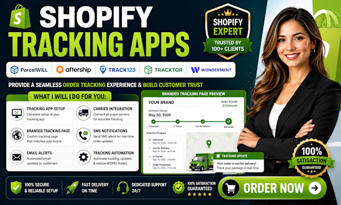 setup shopify tracking apps parcelwill aftership track123 tracktor wonderment