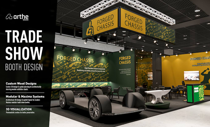 do trade show design, exhibition stand and realistic render