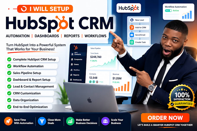 setup hubspot crm, hubspot automation, dashboard report setup, hubspot workflow