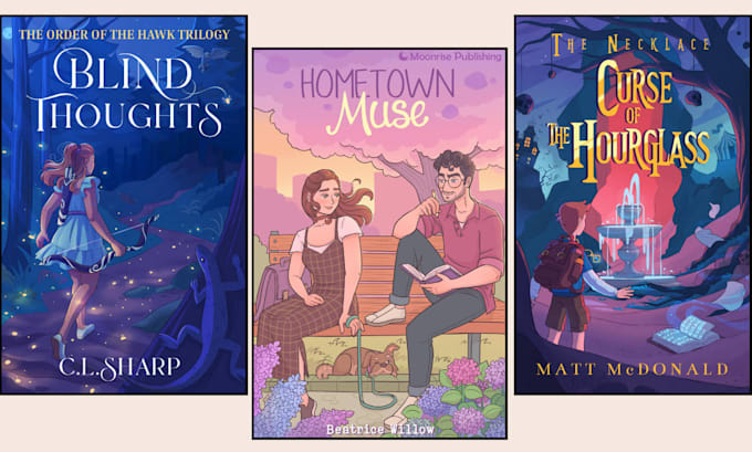 design cozy romance book cover whimsical fantasy romance book art